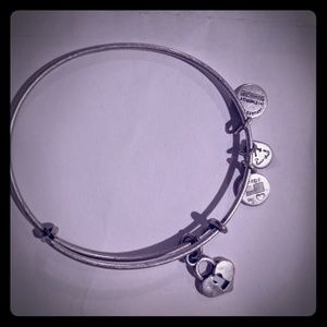 Silver Alex and Ani heart charm bangle